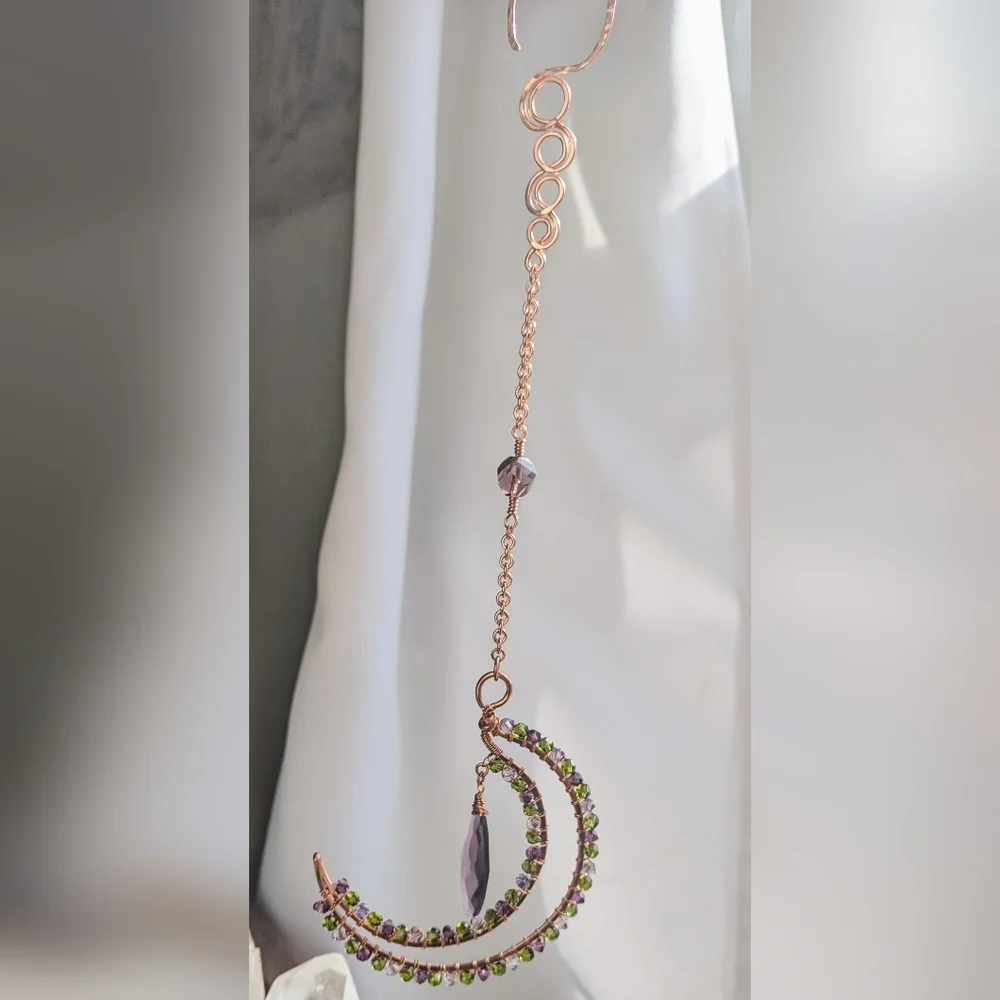 Window Prism Sparkly Copper Moon Ornament Swarovski Crystal Accents - Picture 11 of 14